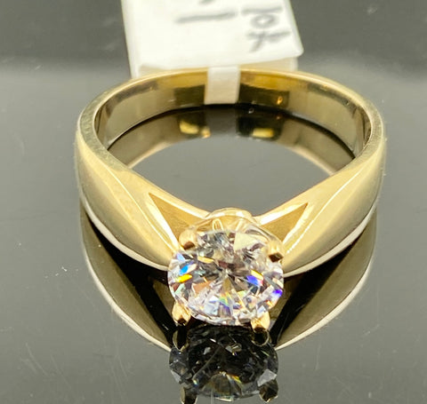 10k Ring Solid Gold Ladies Jewelry Single Stone Design R2847 - Royal Dubai Jewellers
