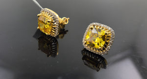 22K Solid Gold Yellow Sapphire Earrings E21443 - Royal Dubai Jewellers