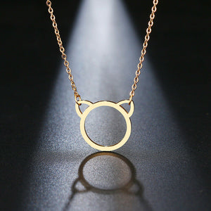 Solid Gold Simple Cat Pendant with High Polished Finishing SP11 - Royal Dubai Jewellers
