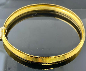 22k Bangle Solid Gold Simple Men Kara Diamond cut High Polished Design B477 - Royal Dubai Jewellers