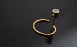 Authentic 18K Yellow Gold Nose Ring Round-Cut-Diamond VS2 n005 - Royal Dubai Jewellers