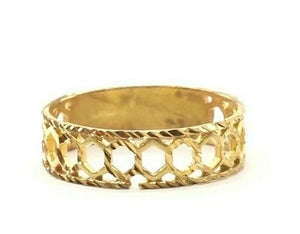 22k Ring Solid Gold ELEGANT Charm Diamond Cut Band SIZE 11 "RESIZABLE" r2355 - Royal Dubai Jewellers