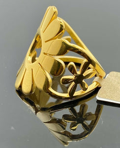 Solid Gold Ring Ladies Elegant Floral Face Design SM8 - Royal Dubai Jewellers