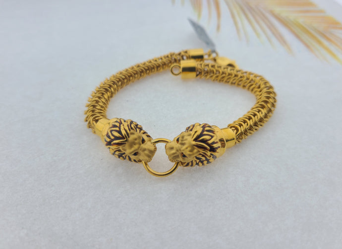22K Solid Gold Men Lion Face Enamel Bracelet B9348 - Royal Dubai Jewellers
