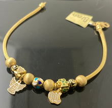 18k Solid Gold Simple Ladies Color Bead with Charm Bracelet b1007 - Royal Dubai Jewellers