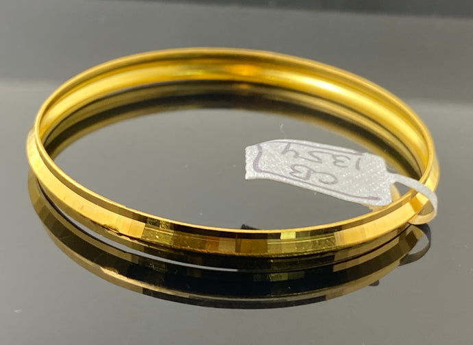 22k Solid Gold Kids Handmade Plain Diamond Cut Kada Bangle CB1354 - Royal Dubai Jewellers