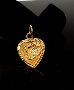 22k 22ct Solid Gold Hindu Religious OM AUM OHM Ganesh HEART Pendant P1067 ns - Royal Dubai Jewellers