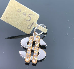 22k Pendant Solid Gold Elegant Simple Cash Money Dollar Sign Design P500 - Royal Dubai Jewellers