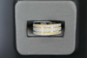 18k Solid Gold Elegant Ladies Modern Sand Finish Band Ring R9207m - Royal Dubai Jewellers