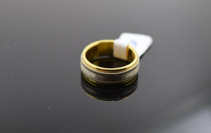 18k Ring Solid Gold Ring Ladies Simple Two Tone Mil grain Band R1600 - Royal Dubai Jewellers