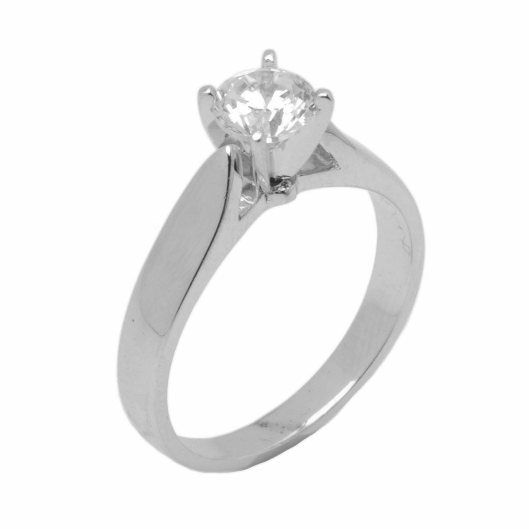 14k Solid Gold Elegant ladies Modern Reverse Tapered Round Solitaire Ring D2027v - Royal Dubai Jewellers