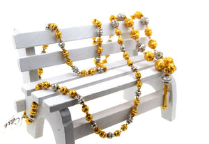22k Yellow Solid Gold Chain Necklace Classic Two Tone Beads Design C636 - Royal Dubai Jewellers