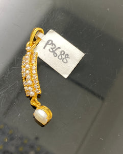 22k Solid Gold Simple Rectangular Pearl Pendent p3688 - Royal Dubai Jewellers