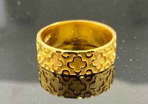 22k Ring Solid Gold Ladies Floral Design with Matt and Shiny Finish R2897 - Royal Dubai Jewellers