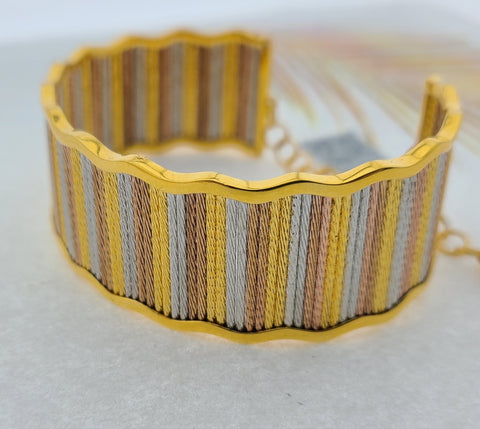 21K Solid Gold Designer Tri color Bangle Bracelet BR6332 - Royal Dubai Jewellers