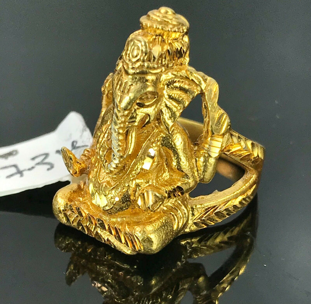 22k Ring Solid Gold ELEGANT Charm Classic Ganesh SIZE 6.5 
