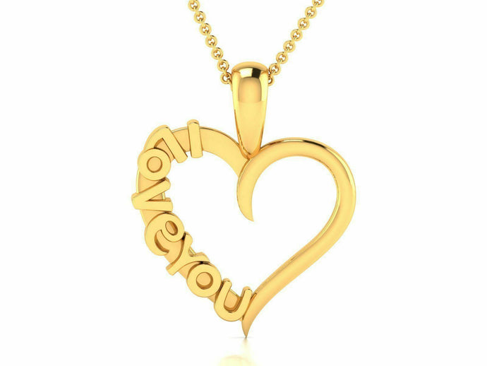 22k Solid Yellow Gold Ladies Jewelry Elegant Heart I Love You Pendant CGP22 - Royal Dubai Jewellers