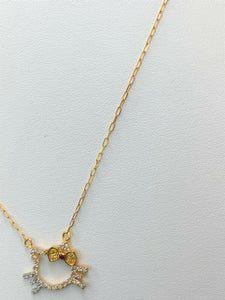 18k Chain Solid Gold Simple Cute Cat With Cable Link Design C3508 - Royal Dubai Jewellers