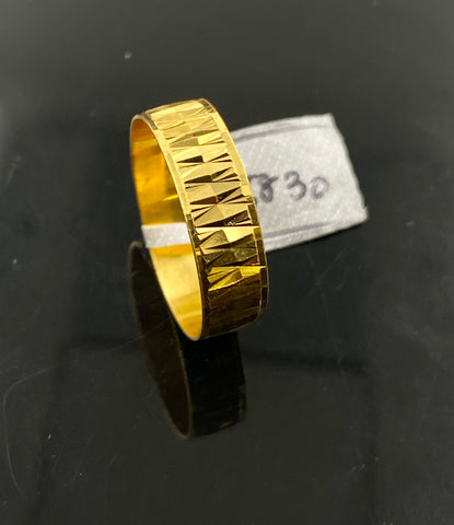 22k Solid Gold Simple Geometric Pattern Band r5830 - Royal Dubai Jewellers