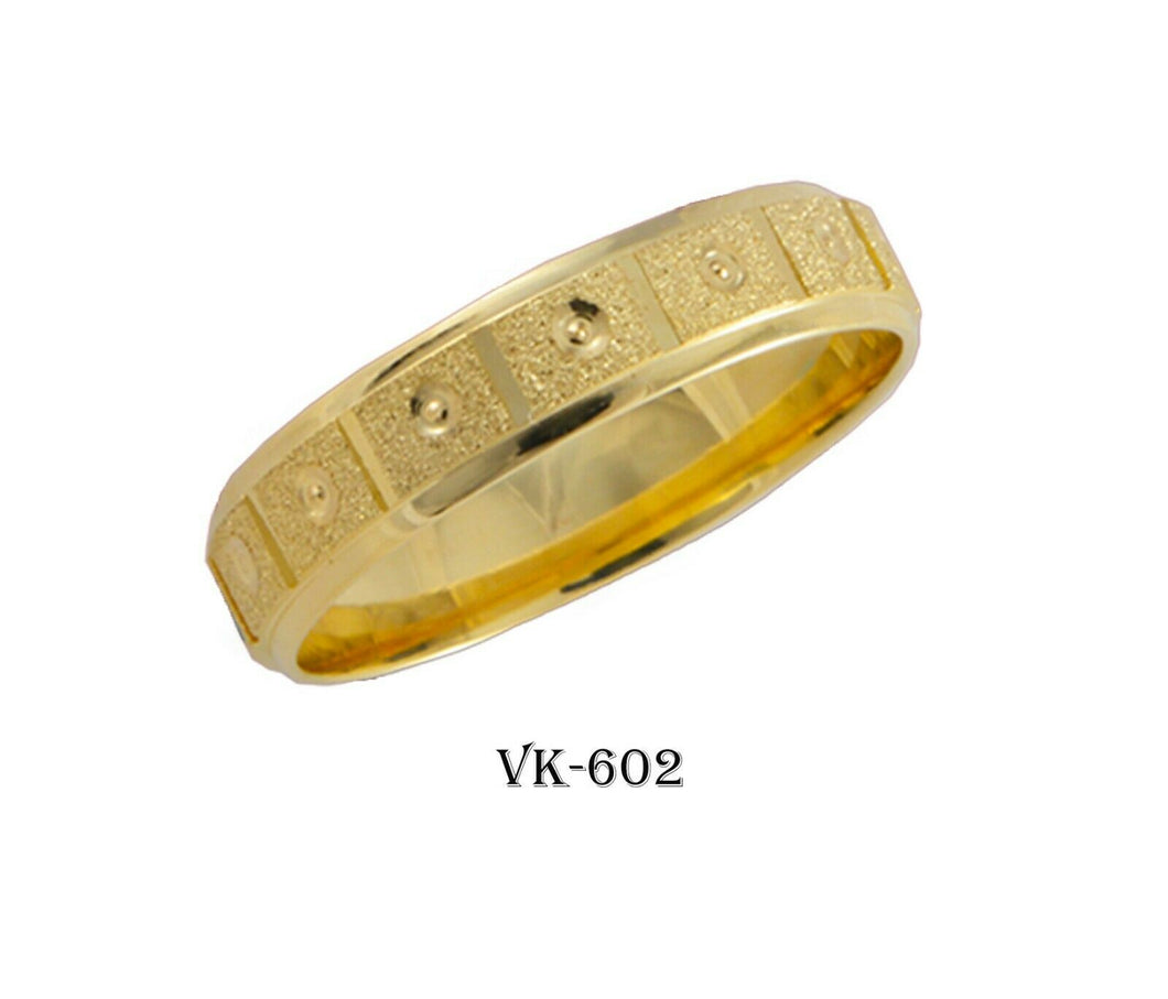 18k Solid Gold Elegant Ladies Modern Stone Finished Flat Band 5mm Ring VK602v(Y) - Royal Dubai Jewellers