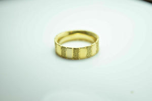 18k Band 6mm solid gold ring band wedding anniversary Unisex sandblast design mf - Royal Dubai Jewellers