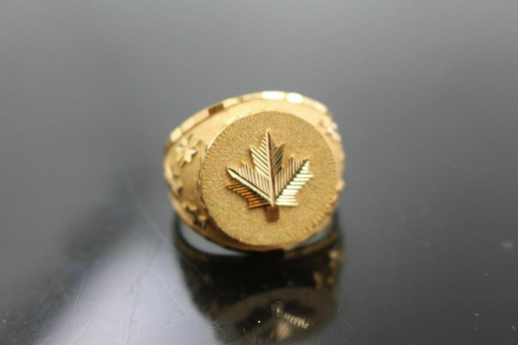 22k Ring SOLID Gold Canadian Flag canada Maple Leaf Mens Ring Band RESIZABLE mf - Royal Dubai Jewellers