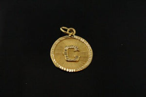 22k 22ct Solid Gold Charm Letter C Pendant Round Design p1077 ns - Royal Dubai Jewellers
