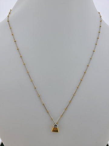 18K Solid Gold Beads Chain With Purse Charm C1146 - Royal Dubai Jewellers