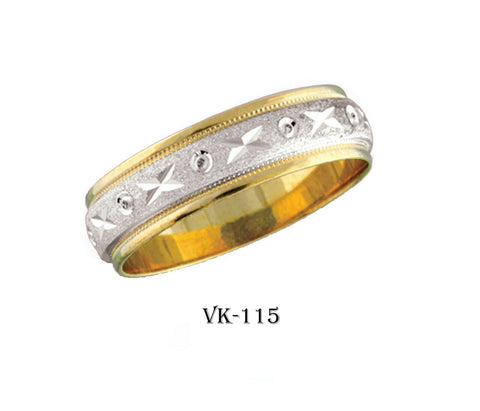 14k Solid Gold Elegant Ladies Modern Sandstone Finish Flat Band 6MM Ring VK115v - Royal Dubai Jewellers