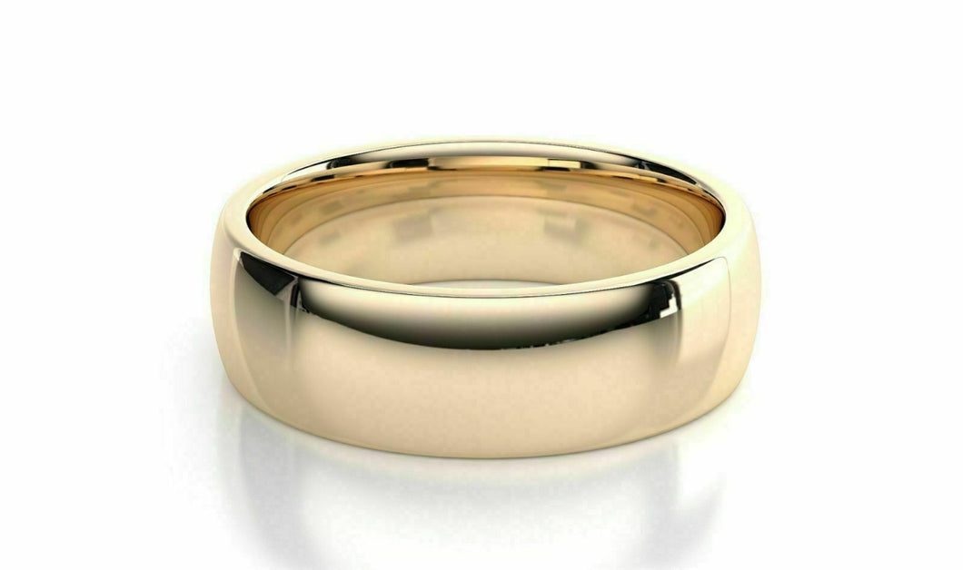 18k Solid Gold 7mm Comfort Fit Wedding Flat Band in 18k Yellow Gold 