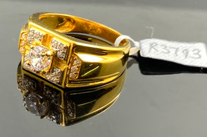 22k Solid Gold Men's Designer Zircon Wedding Ring R3793 - Royal Dubai Jewellers