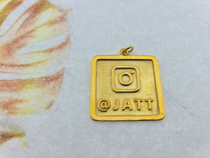 22K Solid Gold Customized Instagram @ Pendant With Name PP3 - Royal Dubai Jewellers