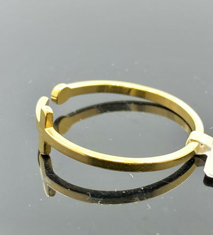 22k Ring Solid Gold ELEGANT Simple Modern Design Cross Ladies Band r2100z - Royal Dubai Jewellers