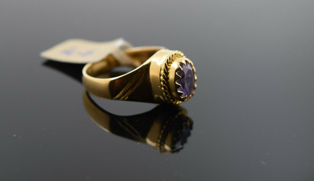 22k Ring Solid Gold Ring Men Jewelry Classic Solitaire Purple Stone Design R3139 - Royal Dubai Jewellers