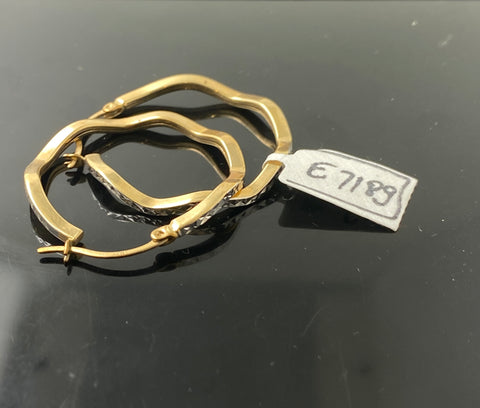 10K Earring Solid Gold Ladies Designer Two Toned Hoop Earrings E7189 - Royal Dubai Jewellers