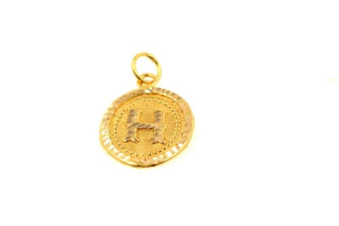 22k 22ct Solid Gold Charm Letter H Pendant Oval Design p1167z ns - Royal Dubai Jewellers