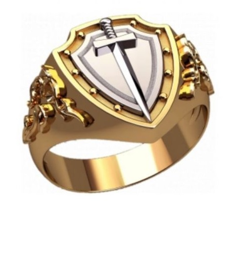 Custom Handmade Elegant Men Ring Unique Modern Shield Design 30313 - Royal Dubai Jewellers