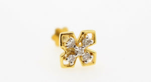 Authentic 18K Yellow Gold Charm Nose Pin Stud Diamond VS2 n317 - Royal Dubai Jewellers