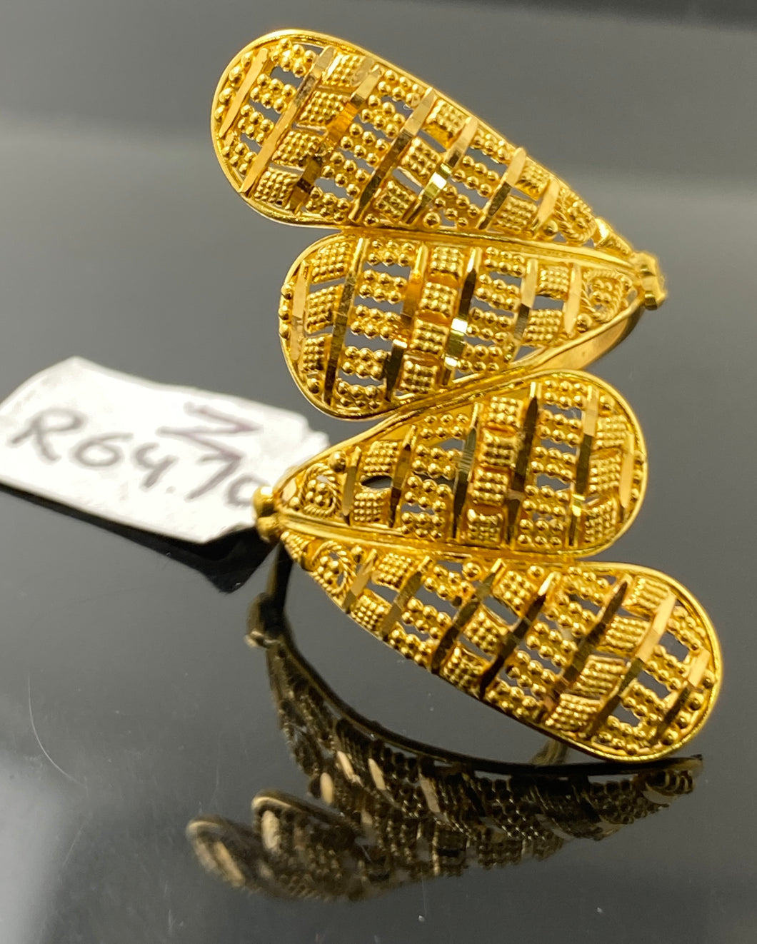 22k Solid Gold Elegant Ladies Filigree Floral Ring r5470z - Royal Dubai Jewellers