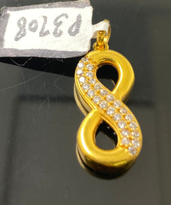 21k Solid Gold Ladies Zircon Infinity Pendant P3708 - Royal Dubai Jewellers