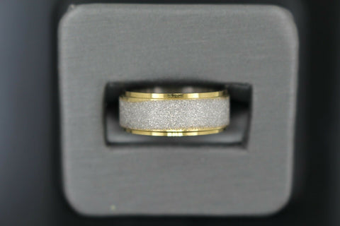 18k Solid Gold Elegant Ladies Modern Sand Finish Band Ring R9201m - Royal Dubai Jewellers