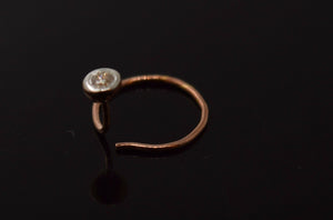 Authentic 18K Rose Gold Nose Ring Round-Cut-Diamond VS2 n031 - Royal Dubai Jewellers