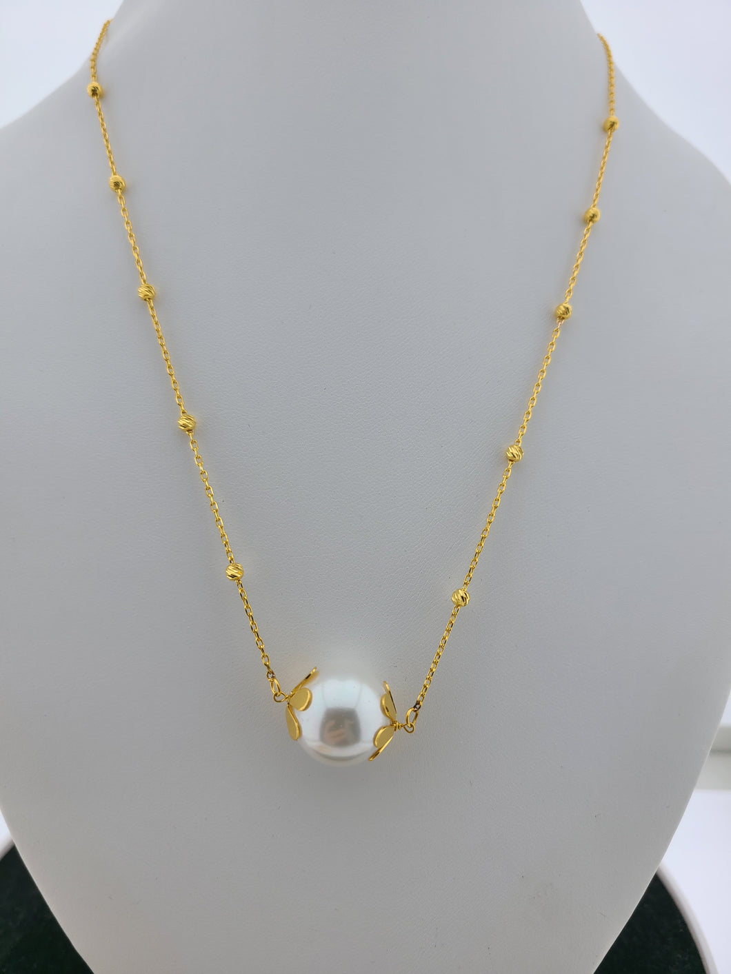 21K Solid Gold Pearl Chain C4977 - Royal Dubai Jewellers