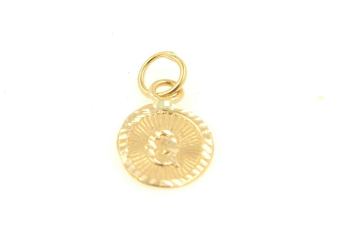 22k 22ct Solid Gold Charm Letter G Pendant Oval Design p1142 ns - Royal Dubai Jewellers