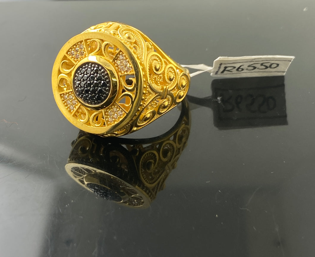 22k Solid Gold Elegant Men Black Onyx Ring r6550 - Royal Dubai Jewellers