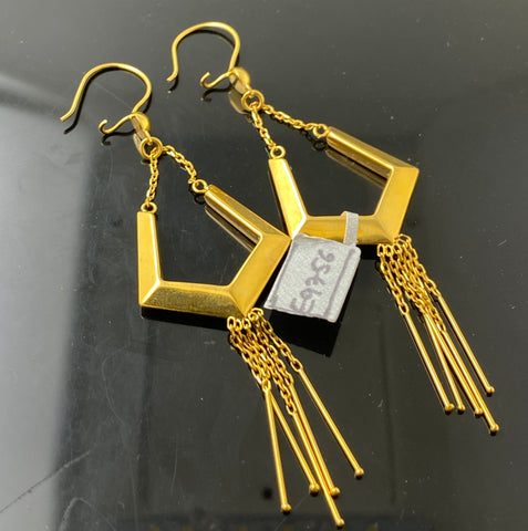 21k Solid Gold Simple Flat Geometric Dangling Earring e9756 - Royal Dubai Jewellers