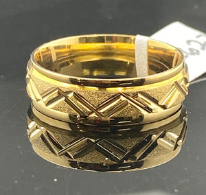 18k Solid Gold Ring Band Unisex Diamond Cutting Diamond Shimmer r2627z - Royal Dubai Jewellers