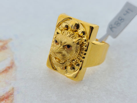 Classic Gold Color Ring with Red Stone for Men Finger Jewelry Ring Wholesale