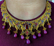 22k Necklace Set Beautiful Solid Gold Ladies Classic Filigree With Enamel CS251 - Royal Dubai Jewellers