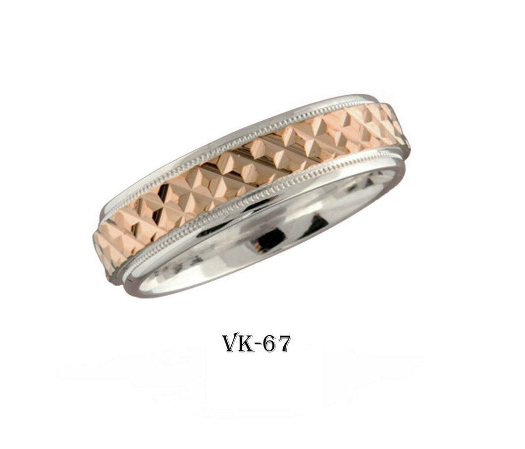 14k Solid Gold Elegant Ladies Modern Hammered Finish Flat Band Ring VK67v - Royal Dubai Jewellers